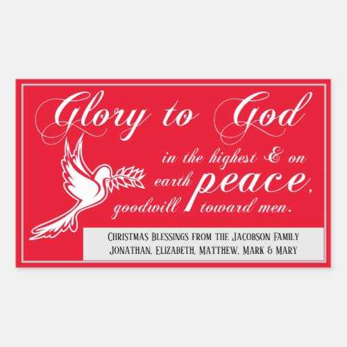 Glory To God Peace On Earth Christmas Bible Verse Rectangular Sticker