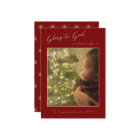 Glory to God Red Burgundy Gold One Photo Christmas