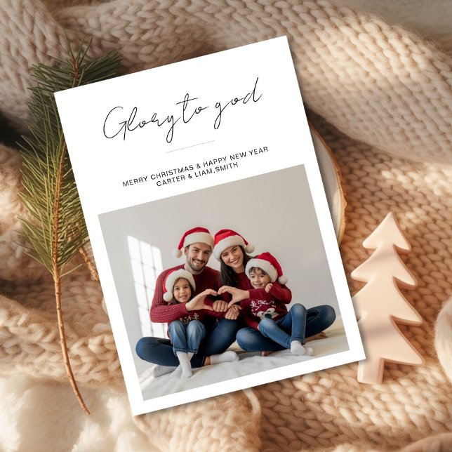 Glory to God Red Sweater Family christmas  Card (Creator Uploaded)