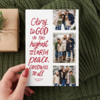 Glory to God red three photo religious Christmas