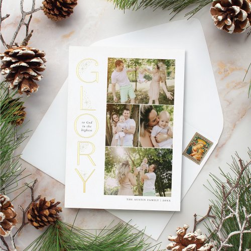 Glory to God Religious Christmas Foil Holiday Card