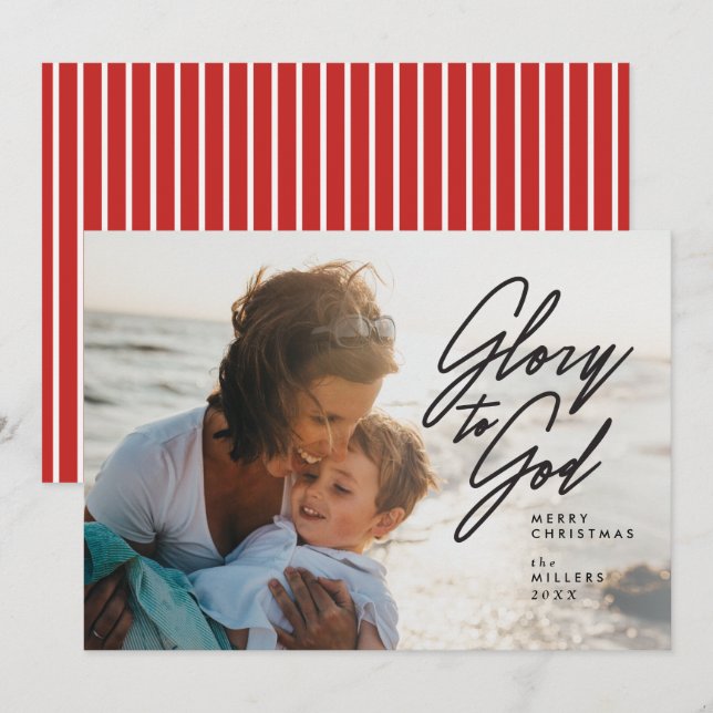 Glory to God, Religious, Christmas Photo Card (Front/Back)