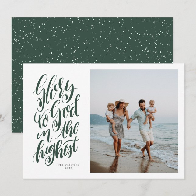 Glory to God religious Christmas photo Holiday Card (Front/Back)
