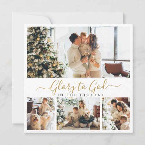 Glory to God Religious Photo Collage Christmas Holiday Card