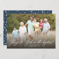 Glory To God Script Religious Christmas Photo Card
