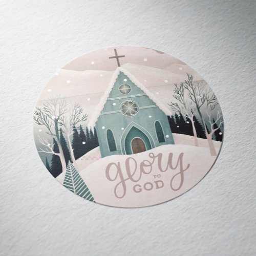 Glory to God Winter church Religious Christmas Classic Round Sticker