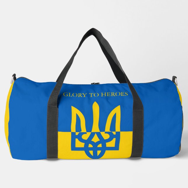 GLORY TO HEROES. UKRAINE. TRIDENT.  Large Duffle Bag (Front)