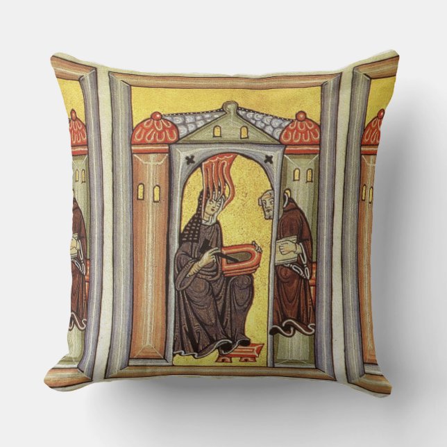 glory to hildegard of bingen throw pillow (Front)