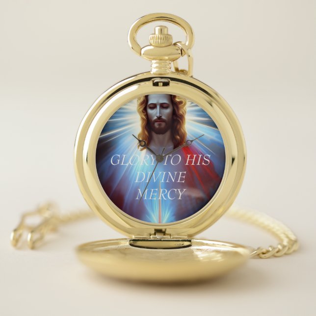 GLORY TO HIS DIVINE MERCY POCKET WATCH (Inside)