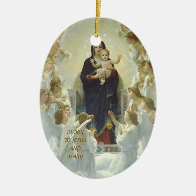 GLORY TO JESUS AND MARY CERAMIC ORNAMENT (Front)
