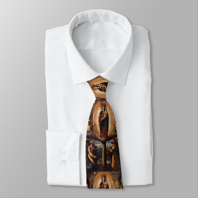 glory to jesus and mary neck tie (Tied)