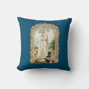 glory to our lady of fatima throw pillow