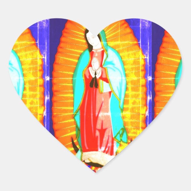 Glory To Our Lady Of Guadalupe    Heart Sticker (Front)