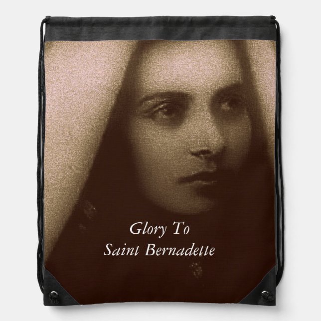 Glory To Saint Bernadette Drawstring Bag (Front)