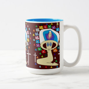 glory to the blessed virgin mary Two-Tone coffee mug