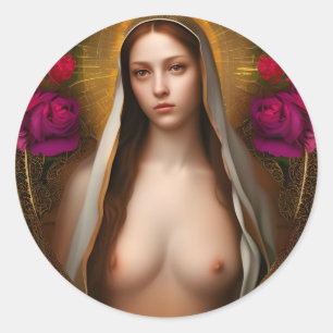 Glory To The Divine Breast of Mary Classic Round S Classic Round Sticker