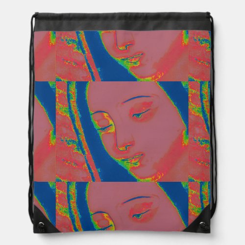 glory to the face of guadalupe drawstring bag