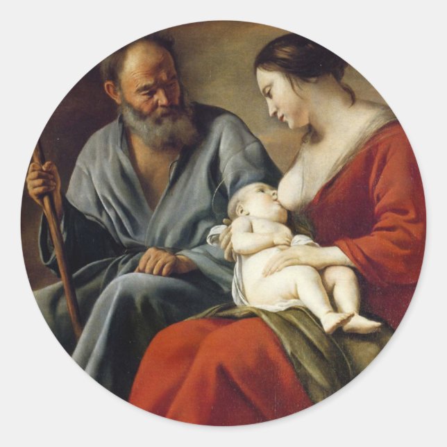 GLORY TO THE HOLY FAMILY CLASSIC ROUND STICKER (Front)