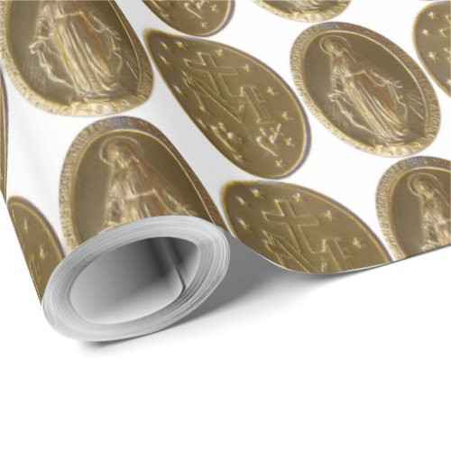 glory to the miraculous medal wrapping paper