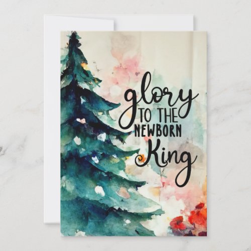Glory to the Newborn King Christmas Carol Flat Holiday Card