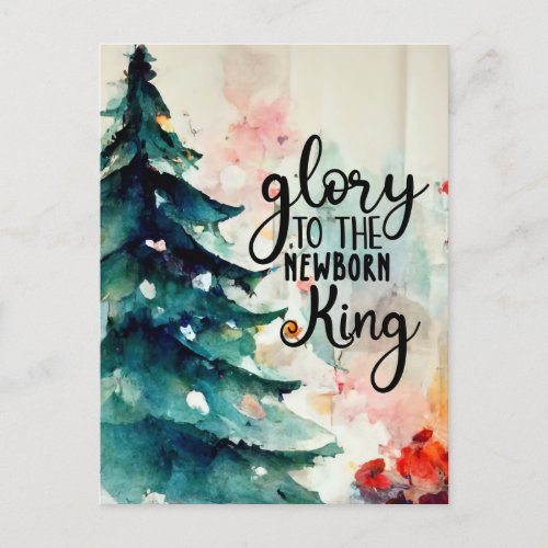 Glory to the Newborn King Christmas Carol  Holiday Postcard