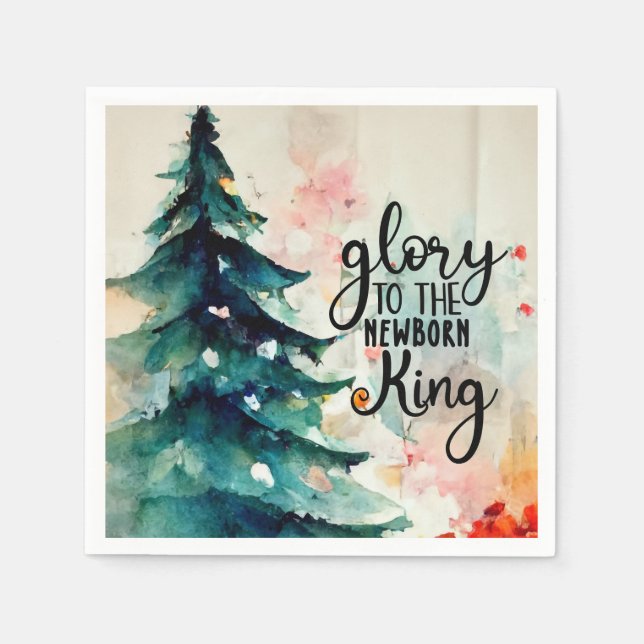 Glory to the Newborn King Christmas Carol Napkins (Front)