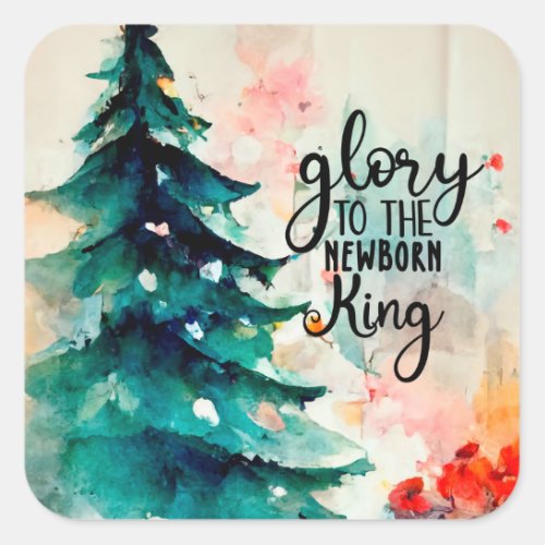Glory to the Newborn King Christmas Carol Square Sticker