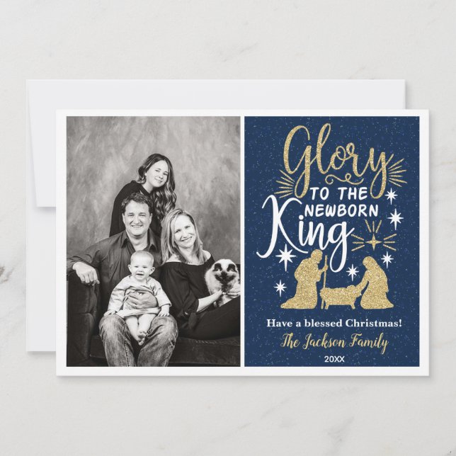 Glory to The Newborn King Christmas Photo Cards (Front)