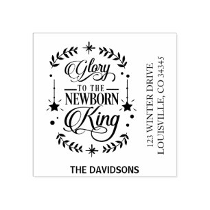 Glory To The Newborn King Christmas Typography Rubber Stamp