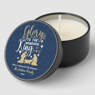 Glory to The Newborn King Glitter Christmas Gift Mini Candle Favors