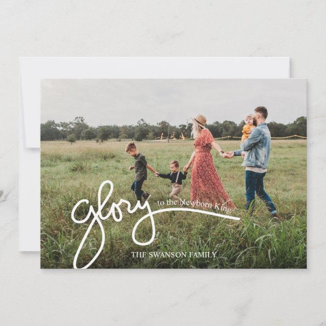 Glory to the Newborn King Photo Hand-Written Holiday Card (Front)