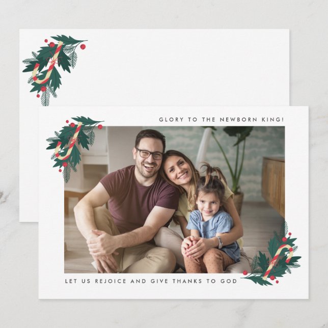 Glory to the Newborn King Religious Photo  Holiday Card (Front/Back)