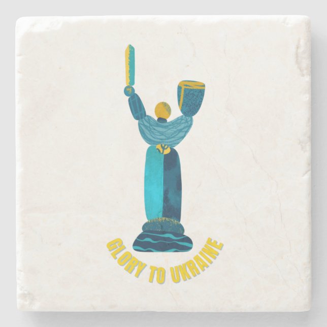 Glory To Ukraine Motherland Monument Stone Coaster (Front)