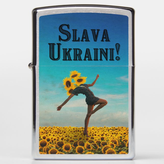 Glory to Ukraine! Slava Ukraini! Zippo Lighter (Front)