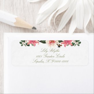 Gloryful Garden Pink Lily Return Address Label