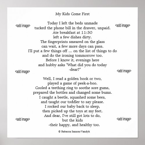 Gloss print photos of your children with poem