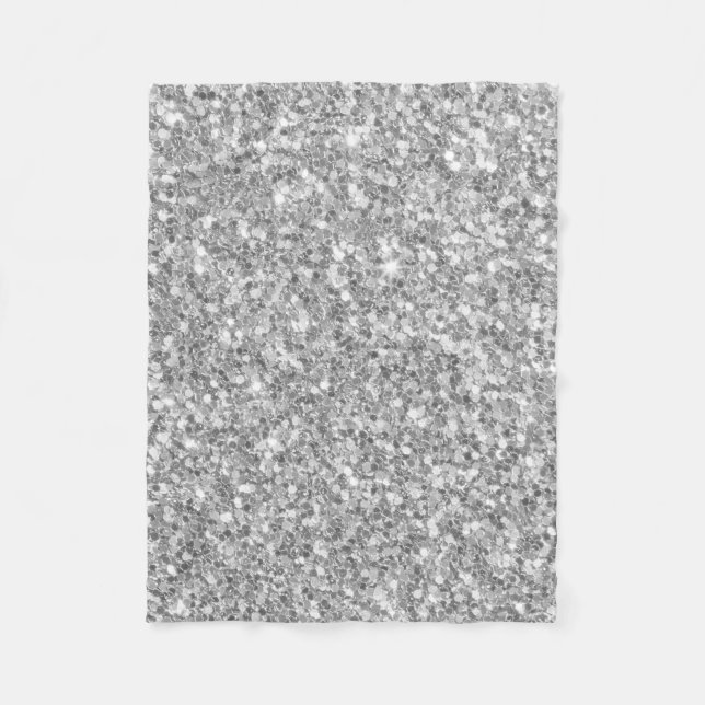Gloss Sparkling Silver Gray Glitter Pattern Fleece Blanket (Front)