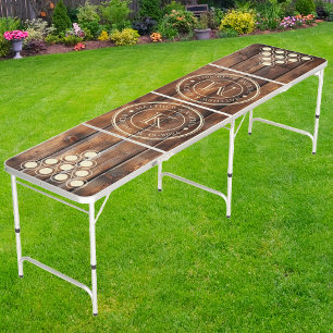 Gloss Stain Board Wedding Monogram with Name &Date Beer Pong Table