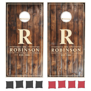 Gloss Stain Boards Family Name & Initial Cornhole Set
