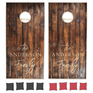 Gloss Stain Boards Hand Written Family Name Cornhole Set