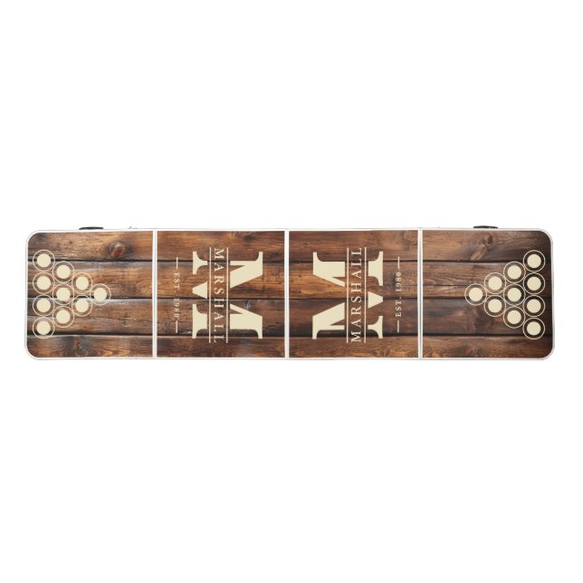 Gloss Stain Boards Monogram & Name Overlay Beer Pong Table (Top)