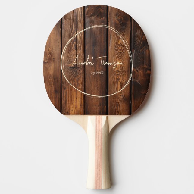 Gloss Stain Boards Name in Drawn Circle  Ping Pong Paddle (Front)