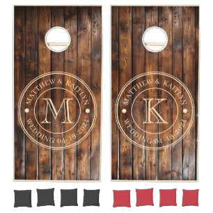 Gloss Stain Boards Wedding Monogram Cornhole Set