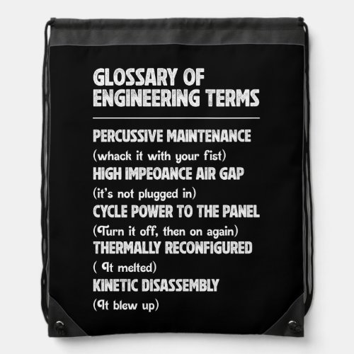 Glossary Of Engineering Terms Percussive Maintenan Drawstring Bag