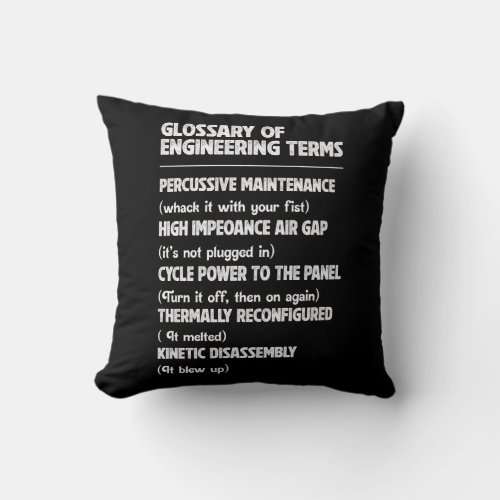 Glossary Of Engineering Terms Percussive Maintenan Throw Pillow