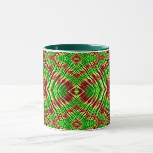 GLOSSY 3D Christmas Red Green Fractal   Mug