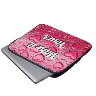 Glossy 3D Pink Jelly Hearts Laptop Sleeve
