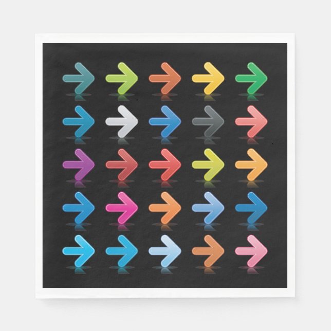 Glossy Arrows Set Vibrant Directional Pointers Napkins (Front)
