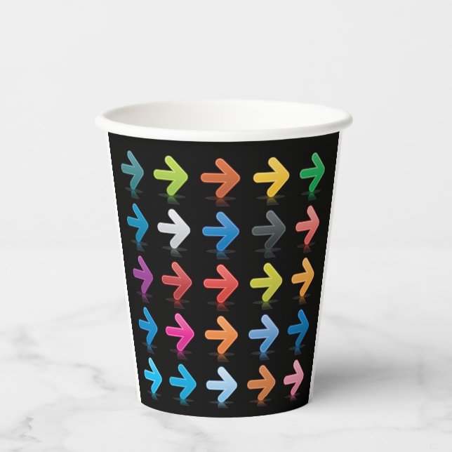 Glossy Arrows Set Vibrant Directional Pointers Paper Cups (Front)