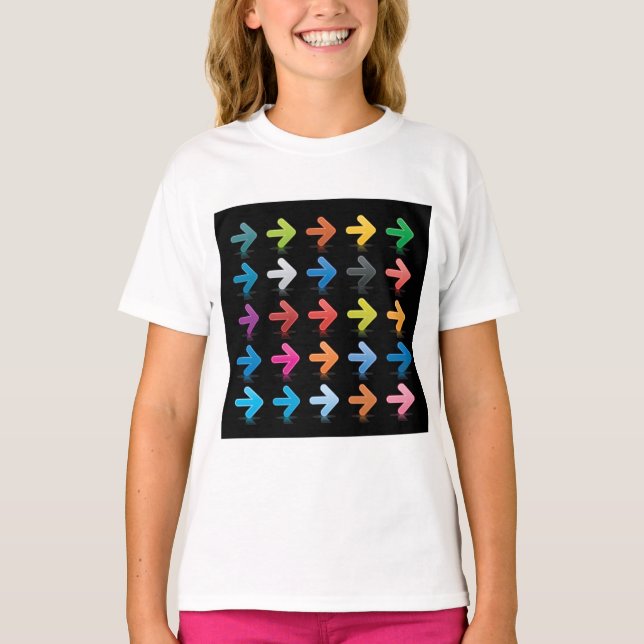 Glossy Arrows Set Vibrant Directional Pointers T-Shirt (Front)